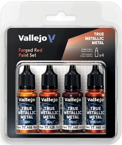 Vallejo: 77.260 - True Metallic Metal - Forged Red Paint Set (4)